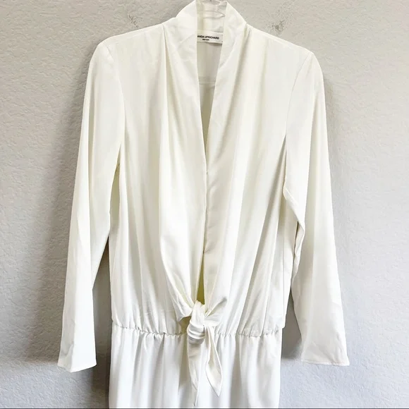 Amanda Uprichard Laurie Jumpsuit Ivory Long Sleeves Size Medium - Picture 3 of 5
